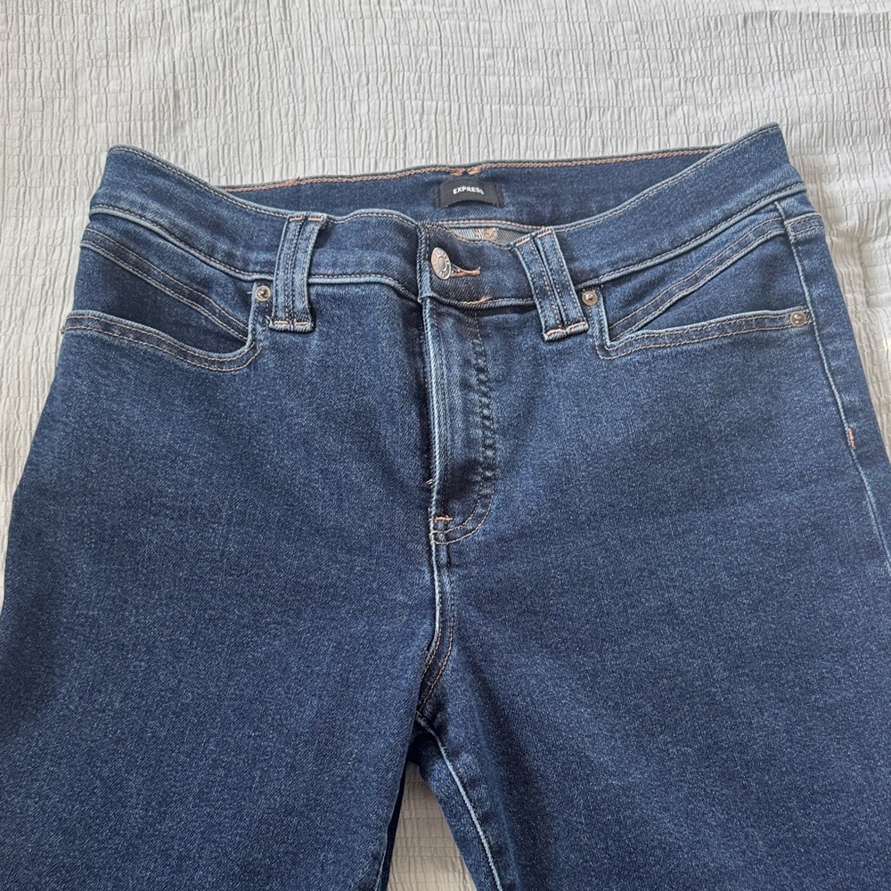 Express Dark Blue Flare & Wide Leg Jeans